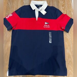 Polo Ralph Lauren Mens Classic Fit P-15 Offshore Sailing Team Red Navy Sz M NWT